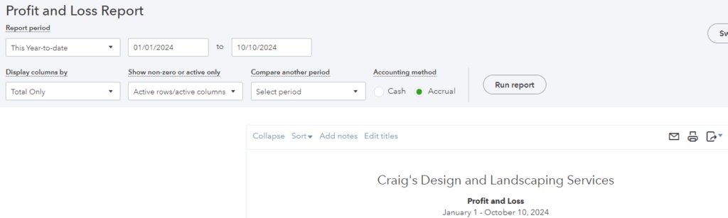 Make The Profit And Loss Statement Work for You in 12 sections 3 Profit And Loss Statement Quickbooks Online Custom Settings and desired date range